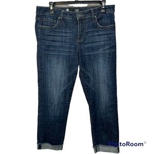 Kut From the Kloth Womens 8 Amy Straight Leg Crop Jeans Dark Wash Stretch Denim